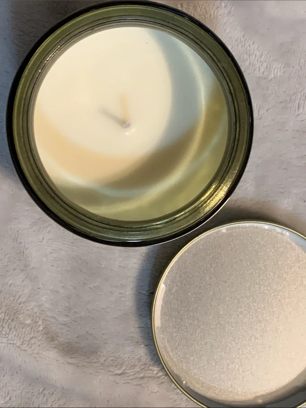Energize Green Embossed Glass Scented Candle with Gold Tone Lid
